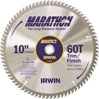 Irwin Marathon 14074 Table Saw Blade, 10" Dia, 5/8" Arbor, 60 Teeth, Carbide Cutting Edge
