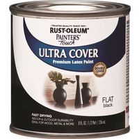 Rust-Oleum 1976730 Enamel Paint, Water, Flat Black, 0.5 Pt, Can, 120 Sq-Ft Coverage Area