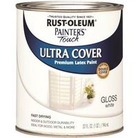 Rust-Oleum 1992502 Enamel Paint, Water, Gloss, White, 1 qt Can, 120 sq-ft Coverage Area