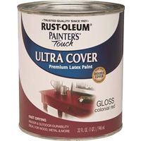 Rust-Oleum Enamel Paint, Water, Gloss, Colonial Red, 1 qt, 120 sq-ft Coverage Area