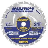 Irwin Marathon 14130 Circular Saw Blade, 7-1/4 in Dia, 24 Teeth, Carbide Cutting Edge