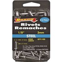 Arrow RLS1/8IP Pop Rivet, Long, 1/2 in Grip, 1/2 in L, Steel, 100/PK