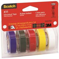 Scotch 10457 Electrical Tape Kit, PVC Backing Assorted Colored Electrical Tape