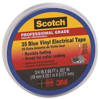 Scotch 10836-DL-10 Electrical Tape, 66 ft L, 3/4 in W, PVC Backing, Blue 3/4