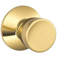 Schlage Passage Knob, Metal, Bright Brass, 2-3/8" & 2-3/4" Backset, 1-3/8" to 1-3/4" Thick Door