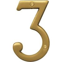 Number House 3 Silver Brass 4-Inch Address Numbers