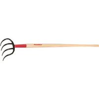 Razor-Back 75144 Potato Hook, 6.9 in W, 57-1/8 in L, 6-1/2 in L Tine, 4-Tine, Hardwood Handle