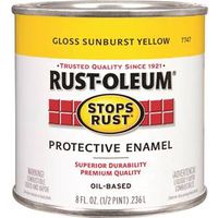 Rust-Oleum Stops Rust Enamel Paint, Oil, Gloss, Sunburst Yellow, 0.5 pt, 50 to 90 sq-ft Coverage