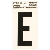 Hy-Ko Reflective Letter E, 1.5 in W x 3 in H, Black Vinyl (RV-25/E)