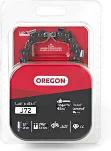 Oregon J72 Chainsaw Chain, 18 in L Bar, 0.058 Gauge, 0.325 in TPI/Pitch, 72-Link