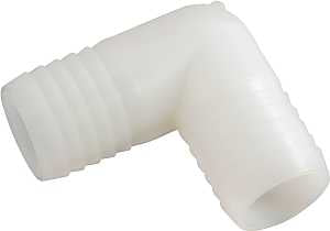 Anderson Metals 90-Degree Hose Elbow, 1/4" Barb, Nylon (53765-04)