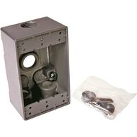 Hubbell 5321-0 Weatherproof Box, 18.3 Cu-In, 4-Outlet, 1-Gang, Aluminum, Gray