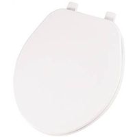Mayfair Round Plastic Toilet Seat, White, Top-Tite Hinge for Round Bowls (Model 92B-000)