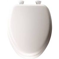 Mayfair 115EC-00 Elongated Toilet Seat with Cover, Vinyl/Wood, White, Twist Hinge