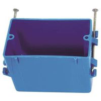 Carlon B118A Outlet Box, 18 cu-in, 1-Gang, 4-Knockout, PVC, Blue, Captive Nail