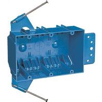 Carlon B344AB Outlet Box, 3-Gang, PVC, Blue, Captive Nail, Bracket Mounting