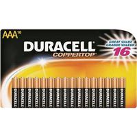 Duracell MN2400B16 AAA Alkaline Battery, 1.5V, Manganese Dioxide, 16 Pack