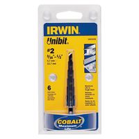 Irwin Unibit 10232 Step Drill Bit, 3/16 to 1/2 in Dia, 1-Flute, 1/4 in Dia Hex Shank