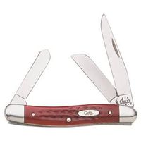 Case 786 Folding Pocket Knife, 3-Blade, Stainless Steel, Polished Mirror Blade, Red Med. Stockman