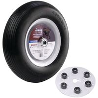 MARTIN Wheel 408RBPU32 Flat Free Wheel, 16 in Dia Tire, 4.8 x 4/8 in Tire, Ribbed Tread