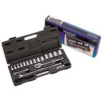 Vulcan TS10193L Socket Set, Chrome Vanadium Steel, Chrome, 19PC 1/2 Drive