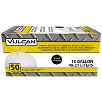 Vulcan FG-O3812-04 Kitchen Trash Bag, 13 Gal, White Tall Drawstring