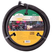 Landscapers Select HOSE-50-B-53L Soaker Hose, 50 ft L, Brass Couplings, Rubber, Black