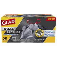 Glad 70359 Trash Bag, 30 Gal, Black, Drawstring