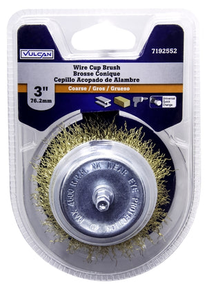 Vulcan 321231OR Wire Cup Brush, 3 in Dia, 1/4 in Arbor/Shank
