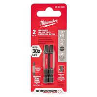 Milwaukee SHOCKWAVE Power Bit, 3/16", 1/4" Drive, Slotted Drive, 1/4" Shank, 2" Length