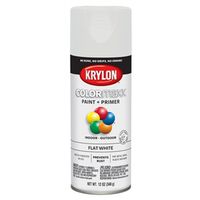 Krylon K05548007 Enamel Spray Paint, 12 oz Can, Flat White, 25 sq-ft Coverage Area