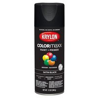 Krylon Satin Black Enamel Spray Paint, 12 oz Can, 25 sq ft Coverage Area, Acrylic Base