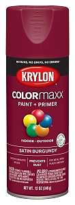 Krylon K05560007 Enamel Spray Paint, 12 oz Can, Satin Burgundy, 25 sq-ft Coverage Area