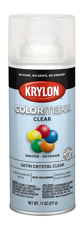 Krylon K05562007 Enamel Spray Paint, Satin Crystal Clear, 11 oz Can