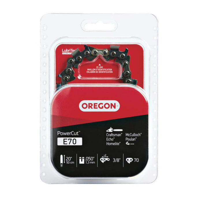 Oregon PowerCut E70 Chainsaw Chain, 20 in L Bar, 0.05 Gauge, 3/8 in Pitch, 70-Link