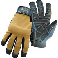 Boss 5206L Utility Mechanic Gloves, Large, Sweat Wipe Thumb, Hook-and-Loop Cuff, X-Tough LA