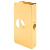 Defender Security Door Reinforcer, 2-3/8" Backset, 1-3/8" Thick, Solid Brass, 9" H x 3-7/8" W