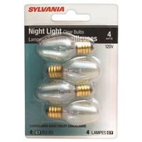 Sylvania 4W C7 Clear Incandescent Lamp, Candelabra E12 Base, 2850K Color Temp, 4 Count