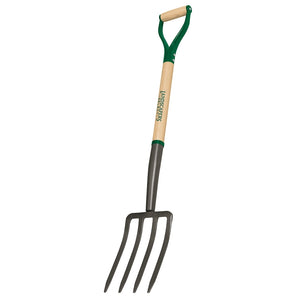 Landscapers Select 34619 Garden Spading Fork, 4-Tine, Steel Tine, Gray, Wood Handle, 30 in L