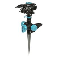 Gilmour Sprinkler Spike with On/Off Switch, Spigot, 43 ft, Circular, Adjustable Nozzle, Metal/Plasti
