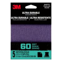 3M Sandpaper Sheet, 2" x 2", 60 Grit, Aluminum Oxide/Ceramic, Cloth Backing (27364)
