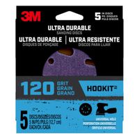 3M Power Sanding Disc, 5" Diameter, 120 Grit, Medium, 5-Hole, 8-Hole, Ceramic Abrasive