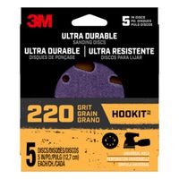 3M Power Sanding Disc, 5 in Diameter, 220 Grit, Fine Ceramic Abrasive, 5-Hole, 8-Hole