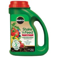 Miracle-Gro Shake 'n Feed Tomato/Fruit and Vegetable Plant Food, 4.5 lb Jug, Solid, 10-5-15 N-P-K Ra