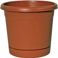 Southern Patio RN0612TC Planter with Saucer, 6 in Dia, Round, Poly Resin, Terracotta, Matte
