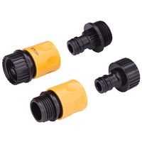 Landscapers Select GC520+GC540+GC522 Hose Connector Set, Male Thread, Female Thread, Plastic, Yellow