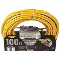 PowerZone ORP511735 Contractor Cord, 14 AWG, 100 ft, 13 A, 125 V, Yellow