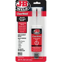 J-B Weld 50112 ClearWeld Epoxy Adhesive, Clear, Liquid, 25 mL, Syringe