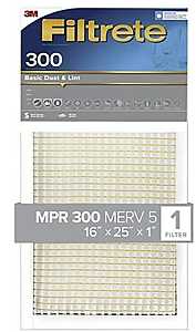 Filtrete Air Filter, 25" L x 16" W, MERV 5, 300 MPR for Air Conditioner, Furnace, HVAC System