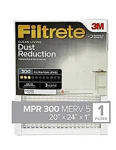 Filtrete Air Filter, 24" L x 20" W, 5 MERV, 300 MPR, Synthetic Frame (326-4)